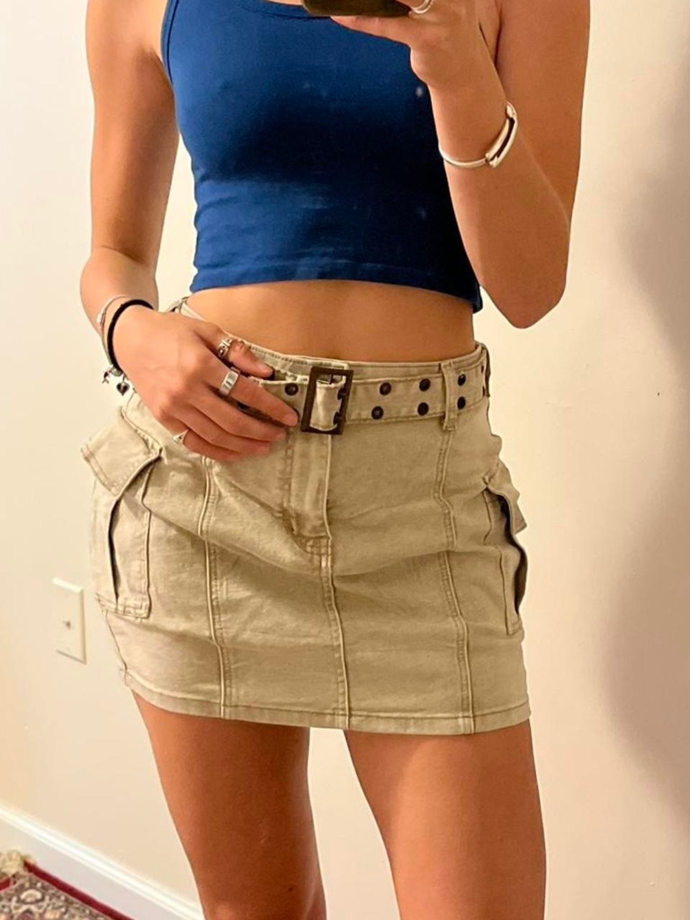 Sincerely Jules Cargo Mini Skirt with Grommet Belt